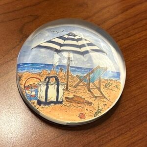 Beach Scene Glass Paperweight “Happy Place” by Susan Barnes Wallace